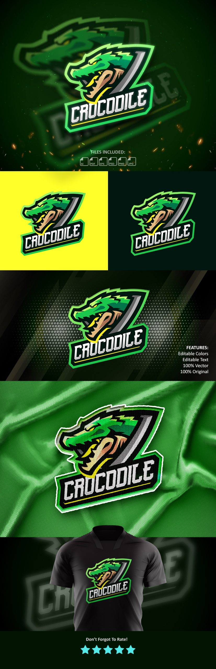 Crocodile Gaming Logo Template