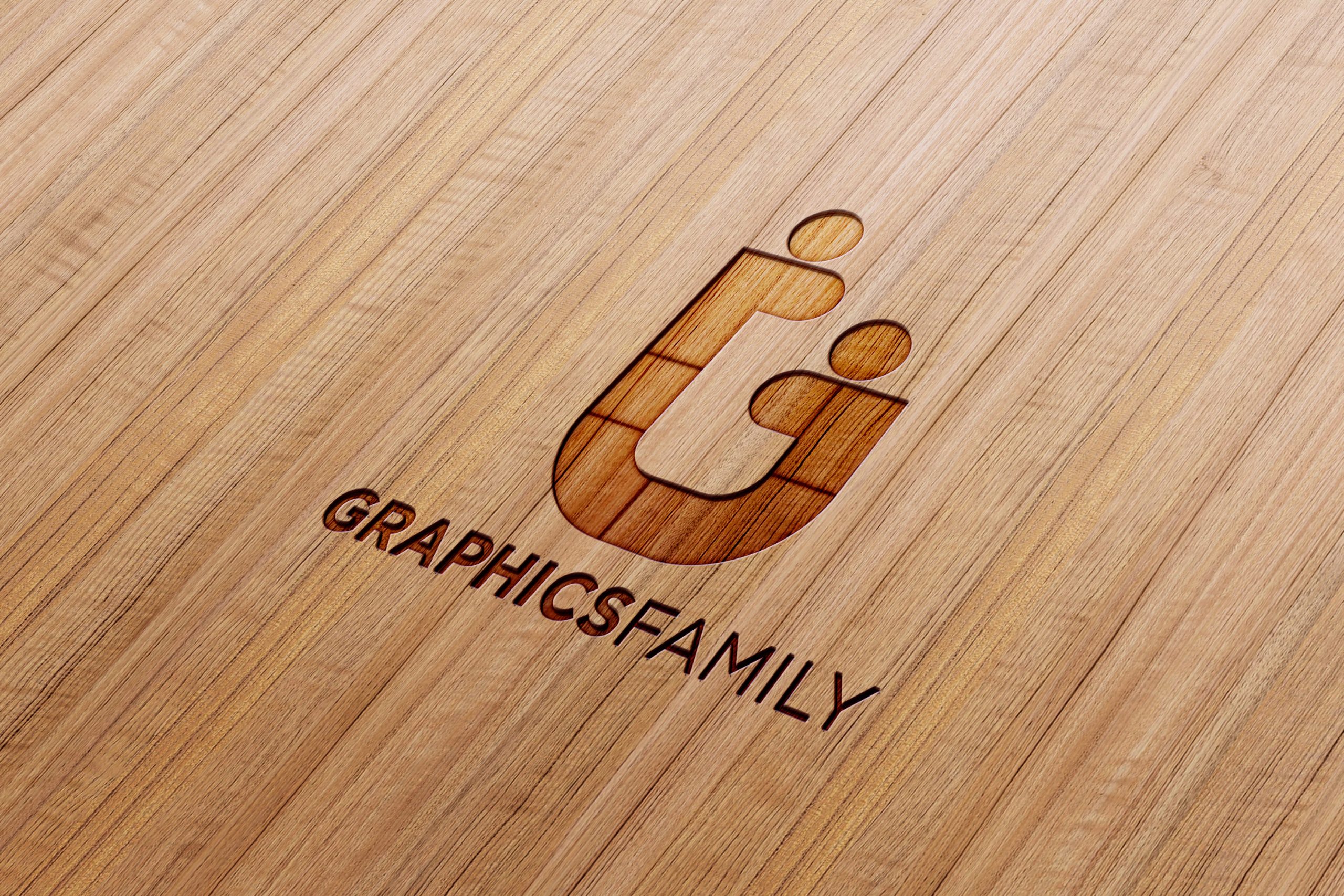 Wood 3D Logo Mockups by GraphicsFamily