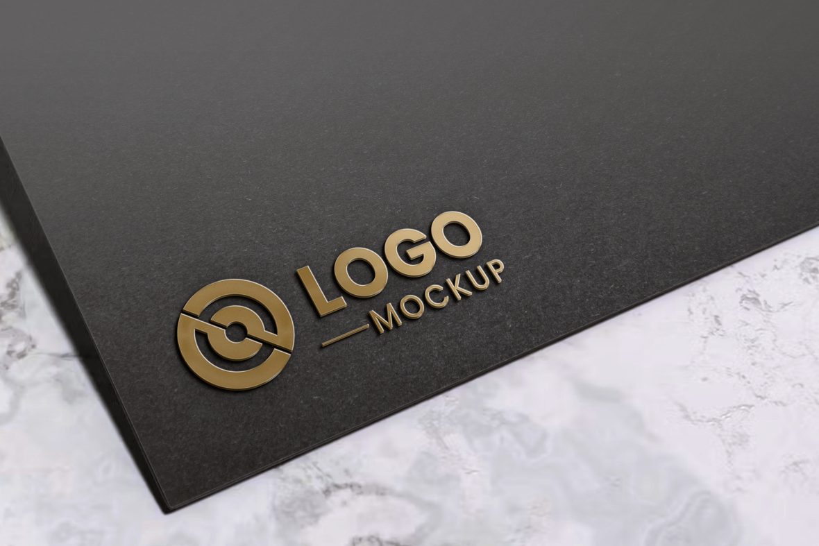 Gold Embossed 3D Logo Mockup by GraphicsFamily