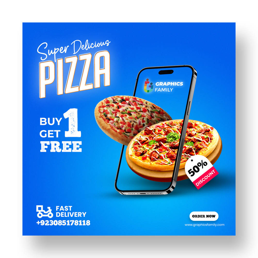 Hot Pizza Shop Social Media Post Design