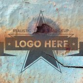 Photorealistic rusty metal logo mockup