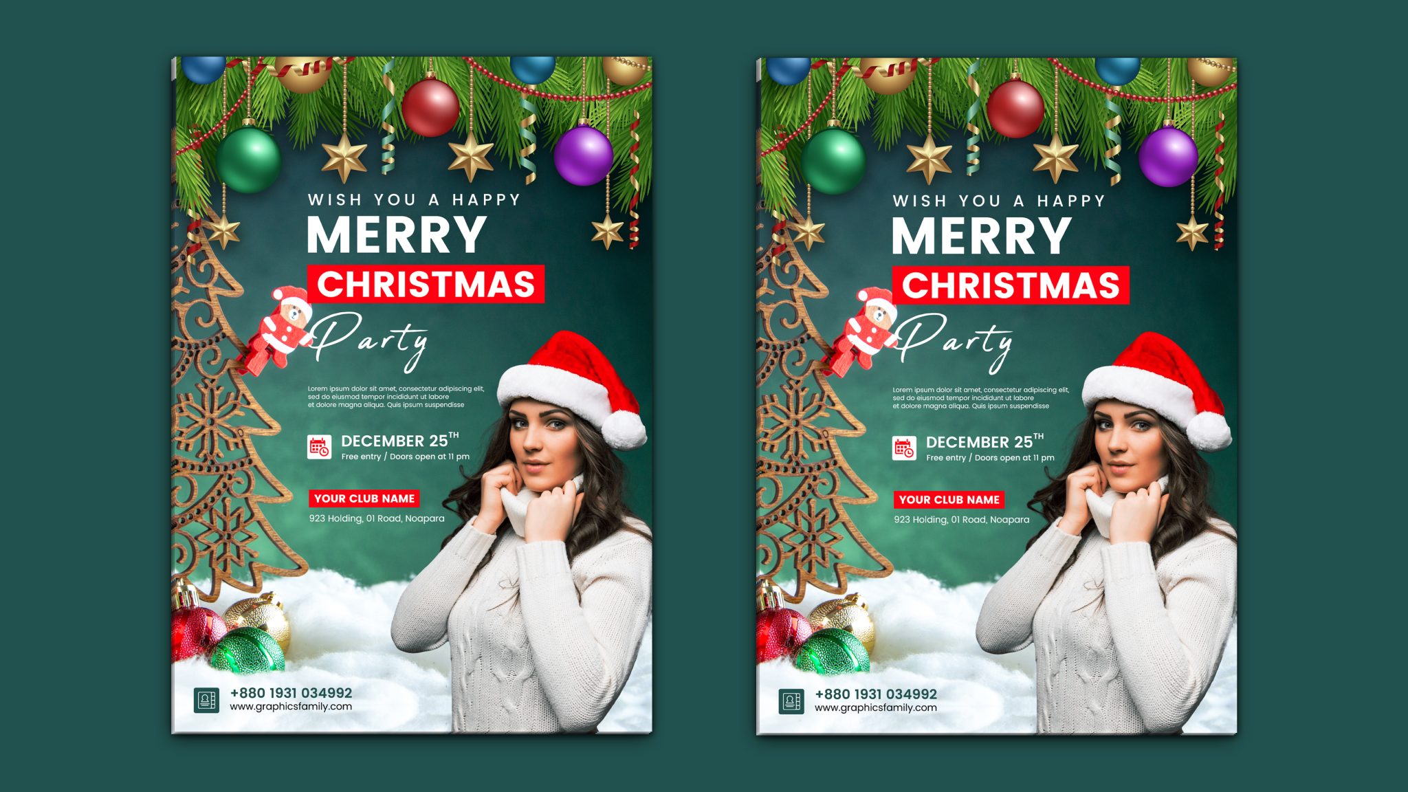 Professional creative christmas flyer template design graphicsfamily