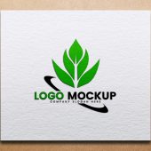 Realistic embossed logo mockup on craft paper