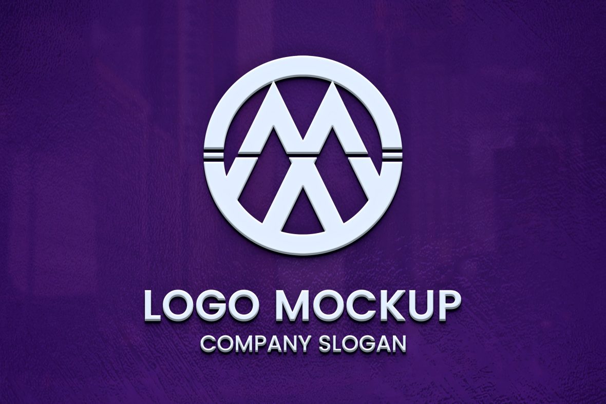 White 3D Logo Mockup on Violet Surface