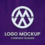 White 3D Logo Mockup on Violet Surface