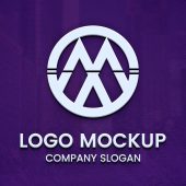 White 3D Logo Mockup on Violet Surface