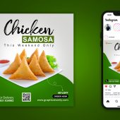 White and Green Restaurant Food Social Media Post Design