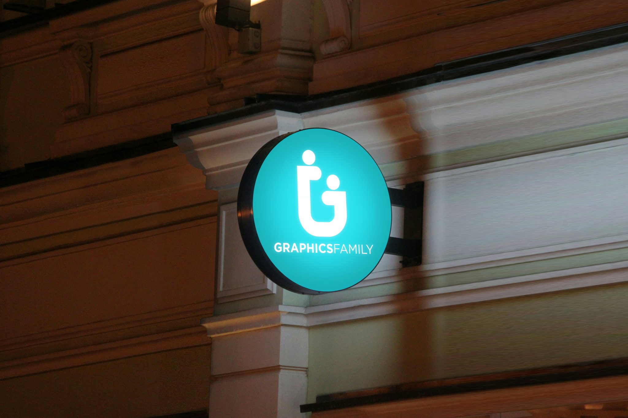 Lighted Signage Logo Mockup GraphicsFamily