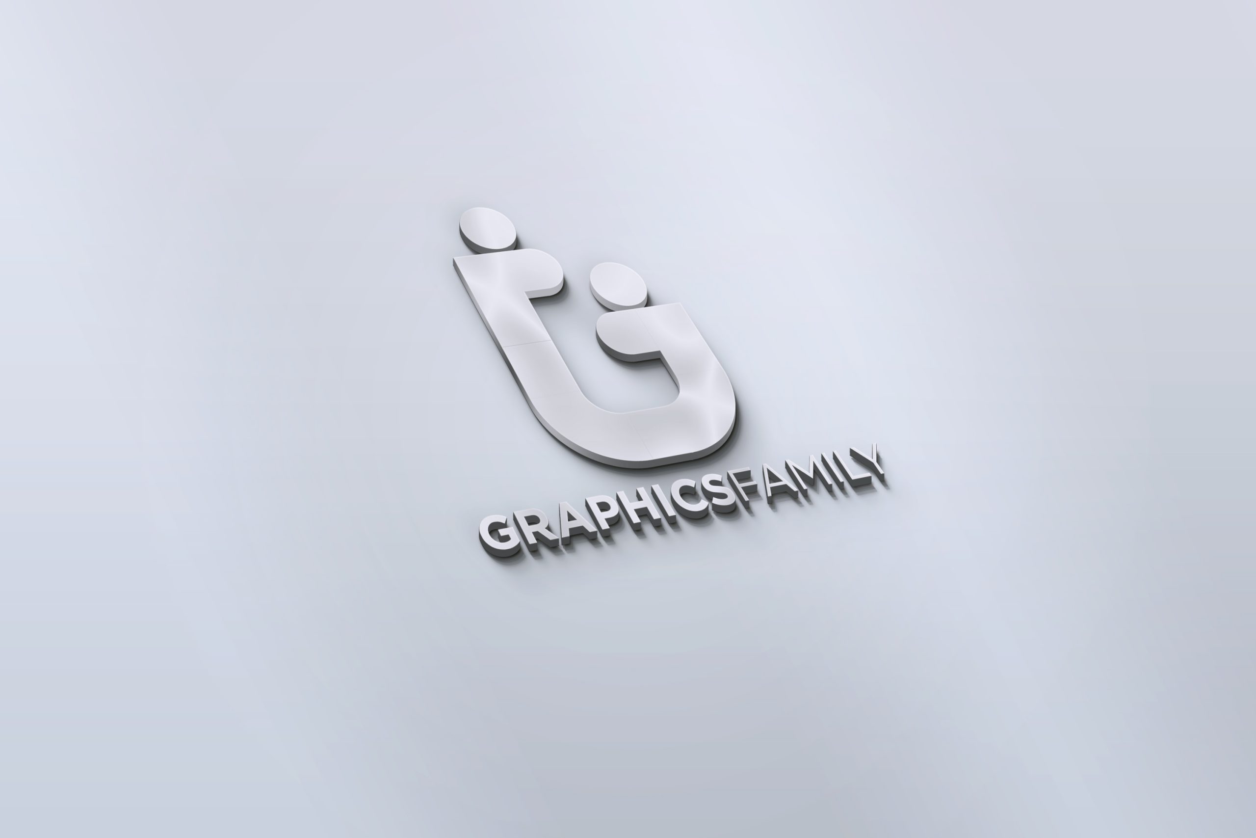 Photorealistic White-Gray 3D Logo Mockup