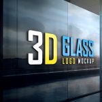 Free Glass Wall 3D Logo Mockup