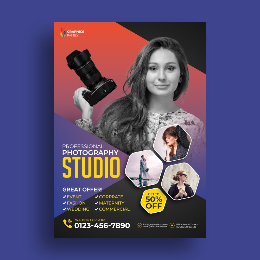 Photography flyer template psd image