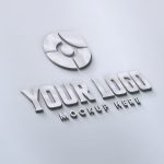 Photorealistic White-Gray 3D Logo Mockup by GraphicsFamily