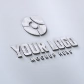 Photorealistic White-Gray 3D Logo Mockup