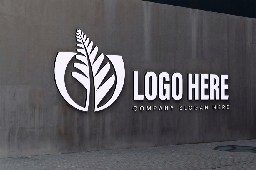 3D Wall Sign Logo Mockup by GraphicsFamily