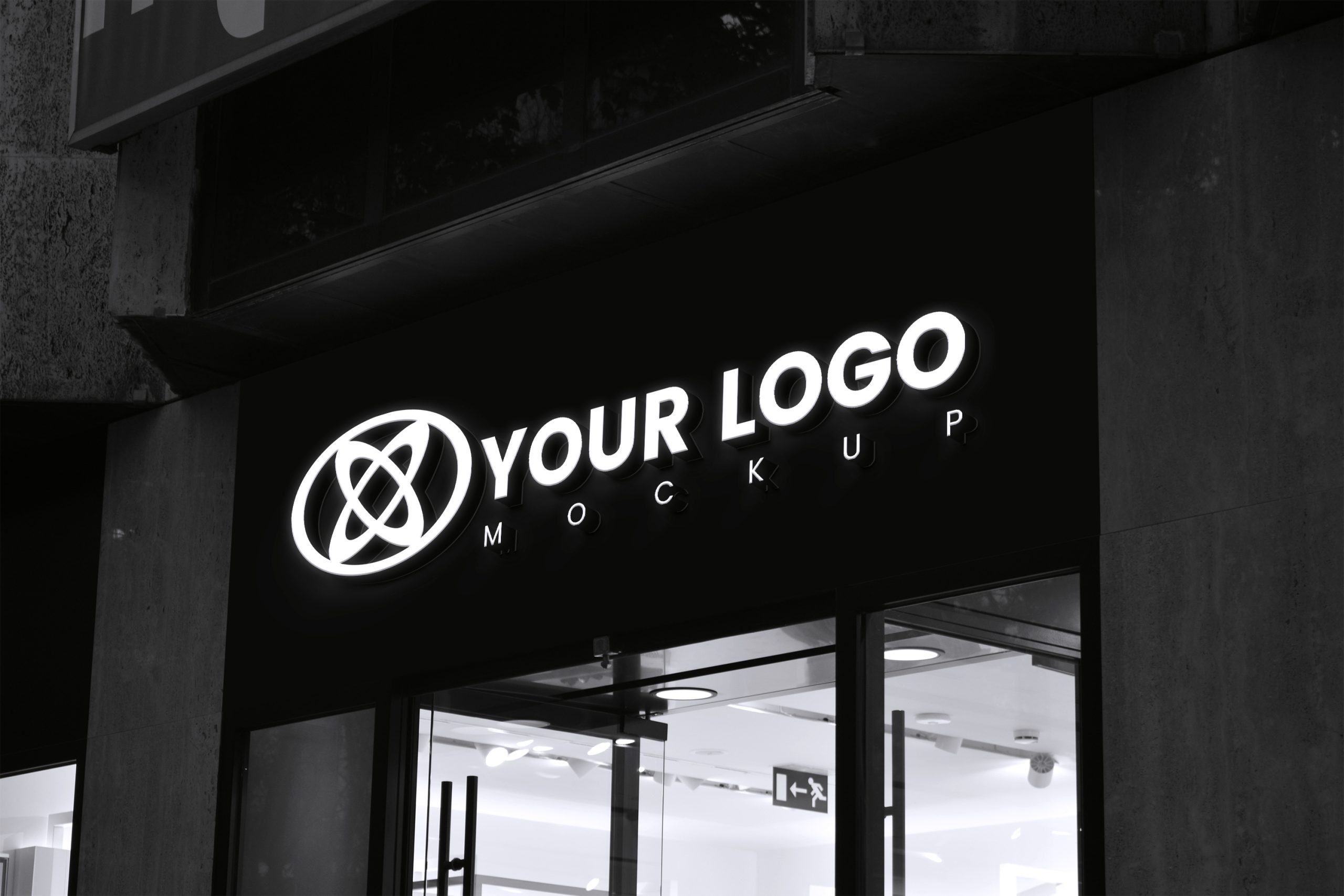Black and White Store Logo Mockup – GraphicsFamily