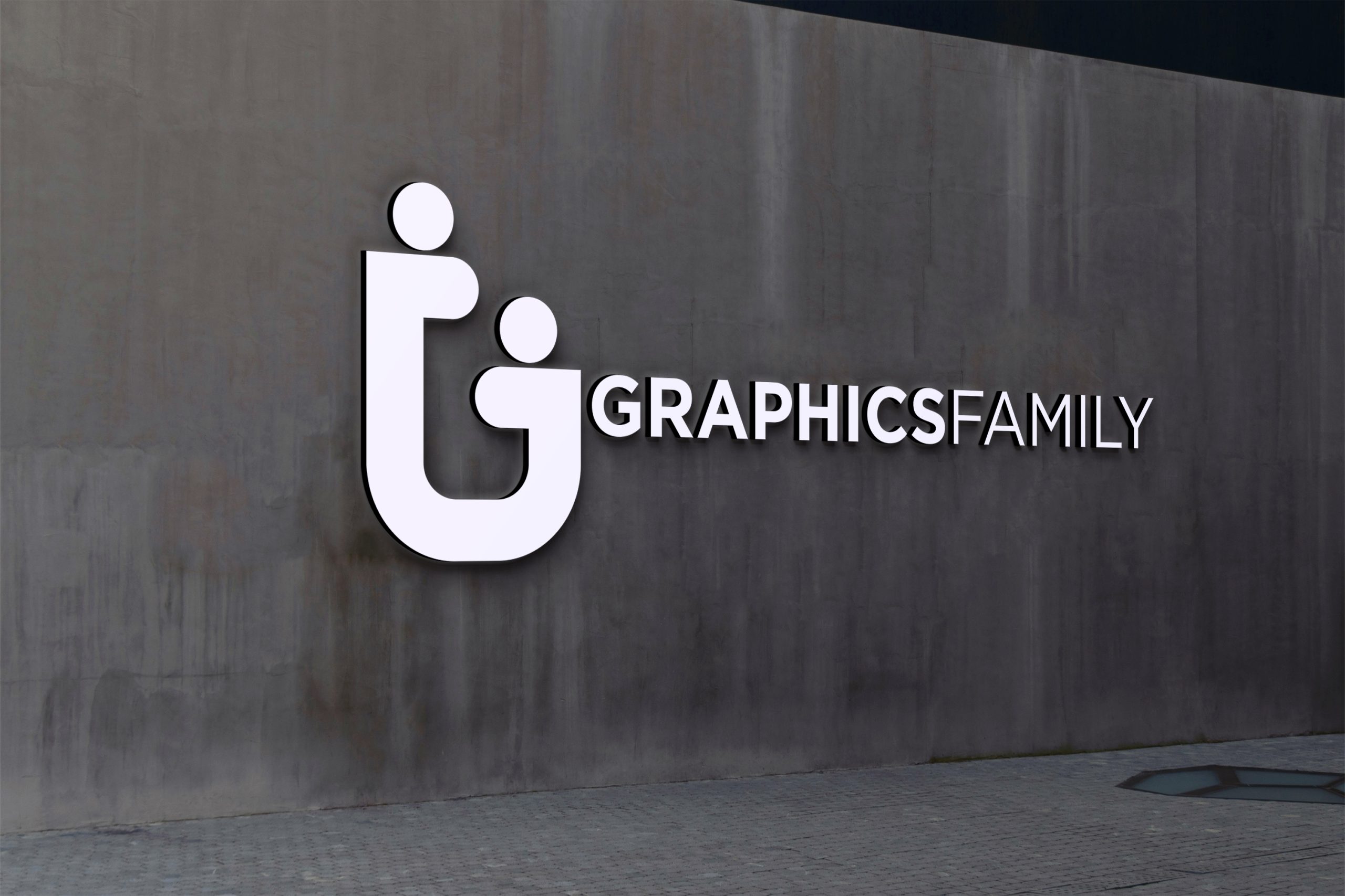 3D Wall Sign Logo Mockup by GraphicsFamily