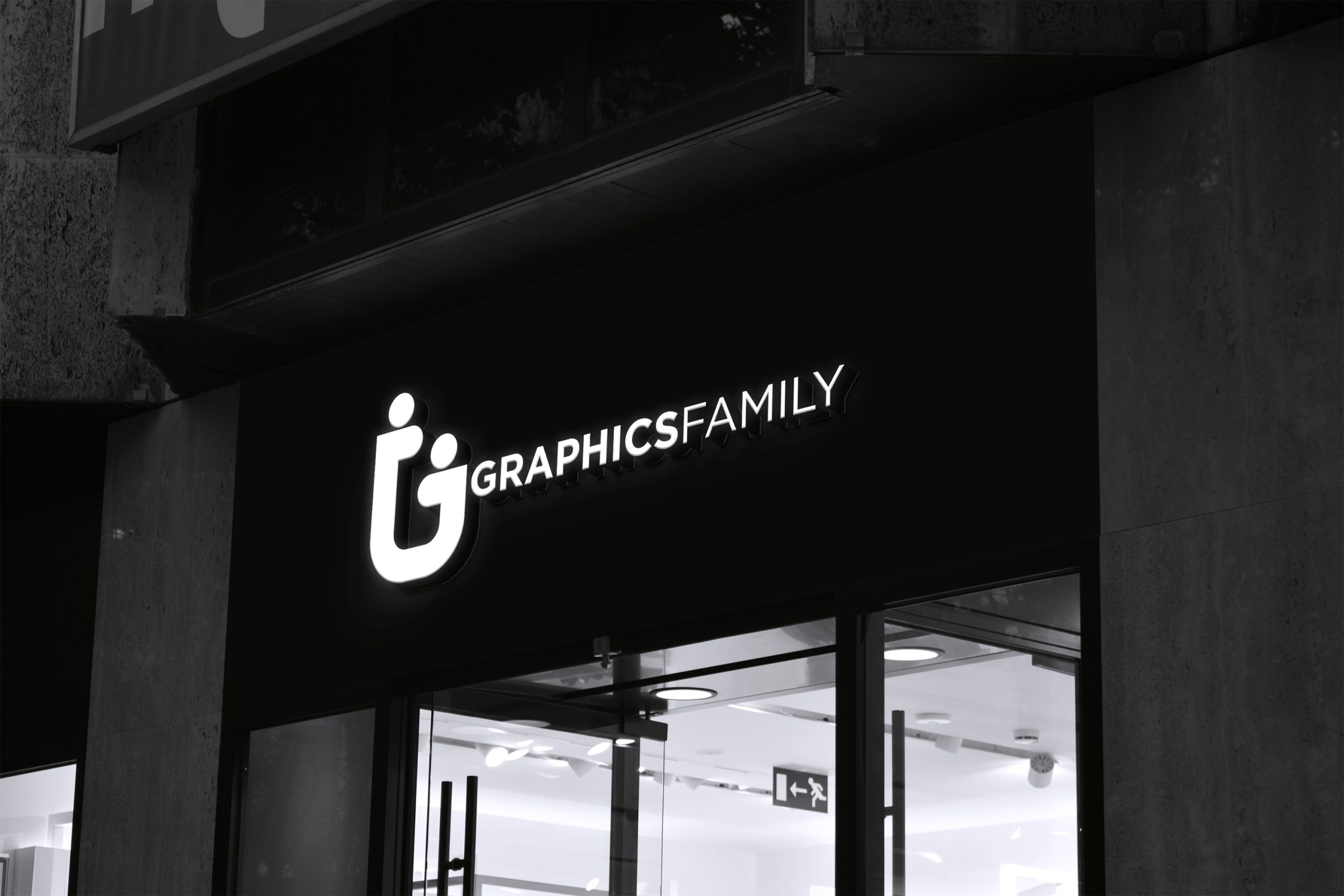 Black and White Store Logo Mockup by GraphicsFamily