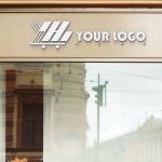 Logo Mockup on Realistic Glass Window Shop