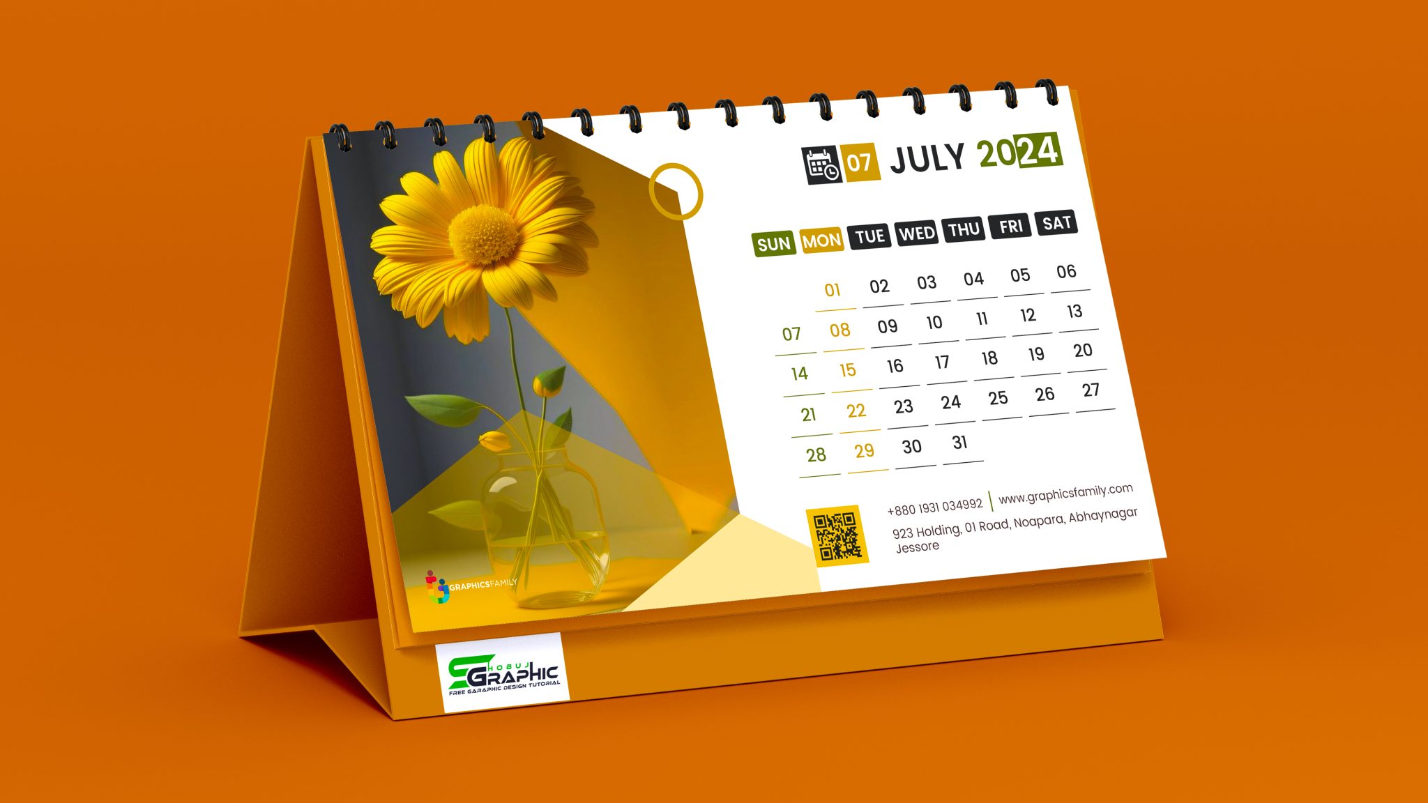 2024 Minimal and Simple Desk Calendar design Template – GraphicsFamily