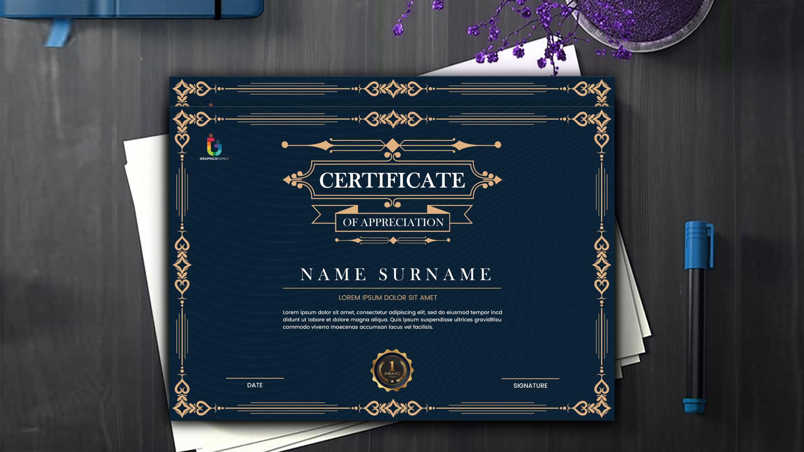 Certificate achievement frame border elegant