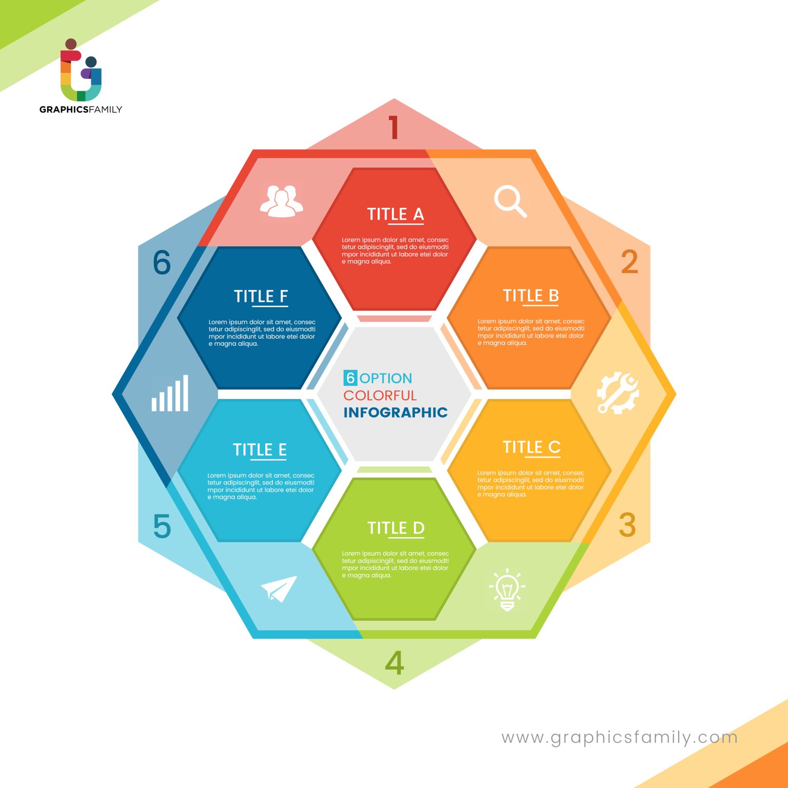 Colorful infographic template with circle chart 6 vector image ...