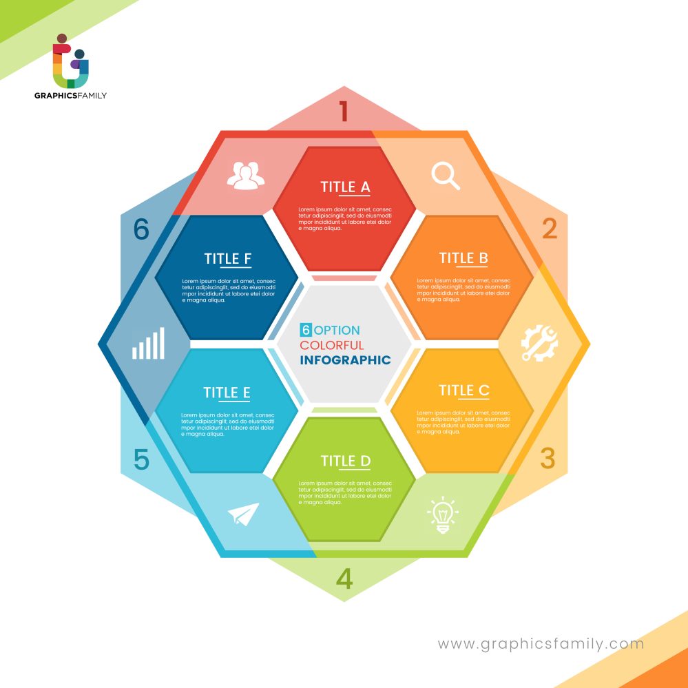 Colorful infographic template with circle chart 6 vector image