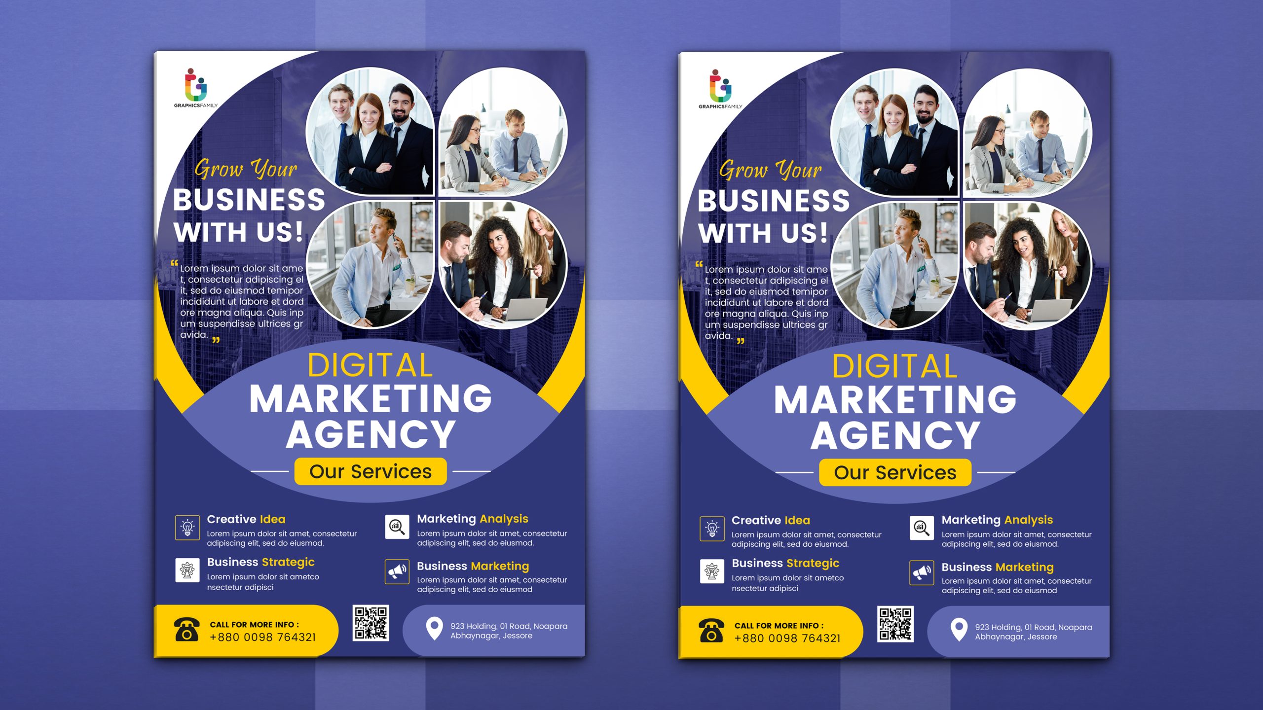 Digital marketing agency poster template download