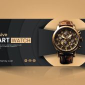 Free PSD Smart watch sale promotional Facebook cover page template