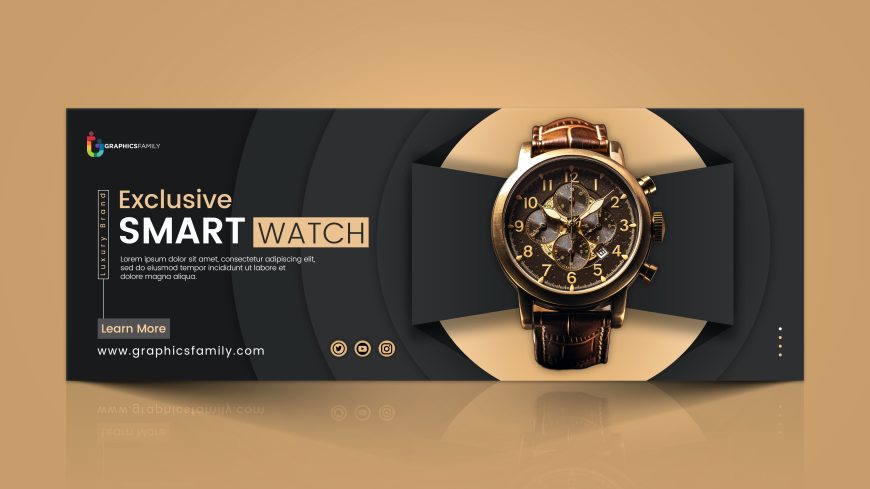 Free PSD Smart watch sale promotional Facebook cover page template