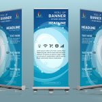 Roll up banner stand design vector image