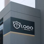 Creative 3D Logo Mockup on Business Building Wall