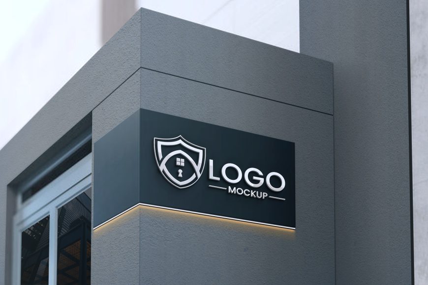 Creative 3D Logo Mockup on Business Building Wall