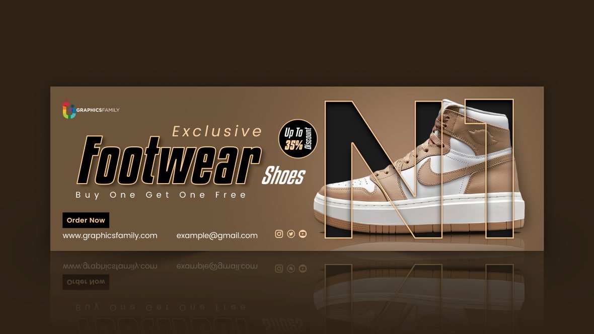 Creative brown shoes web banner template