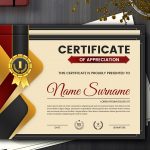 Elegance Horizontal Certificate With Vector Photoshop Template