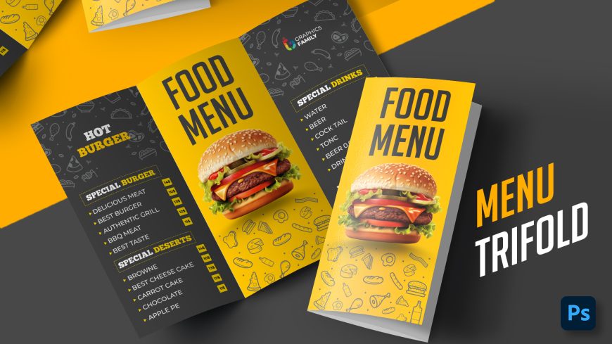 Elegant Trifold Menu Design for Restaurant