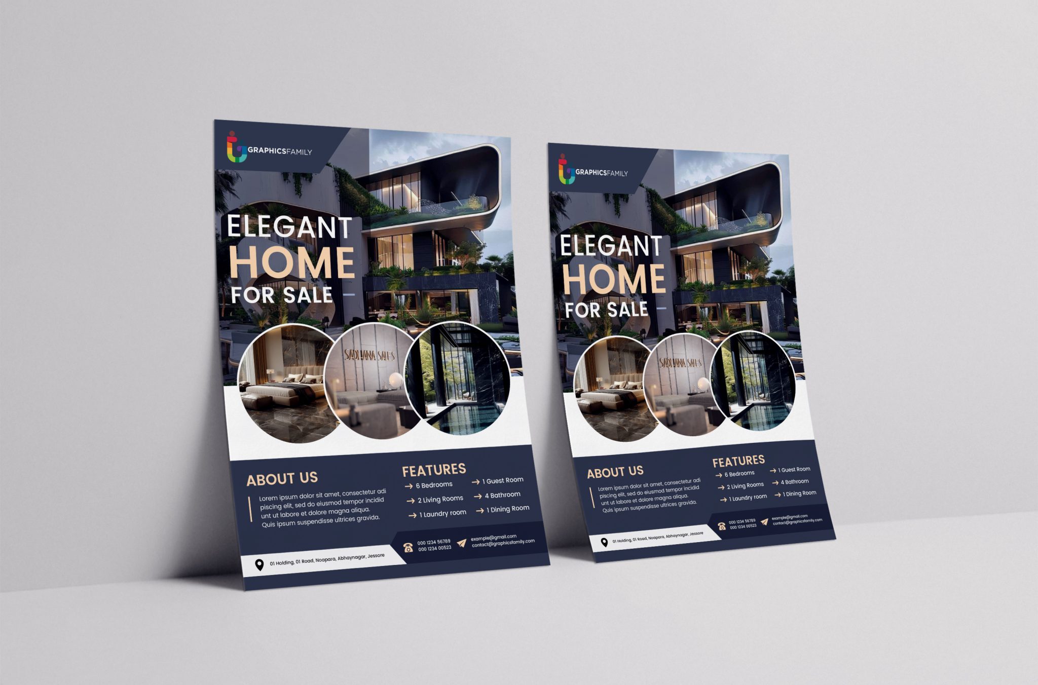 Modern & Elegant Real Estate Flyer Design Template GraphicsFamily