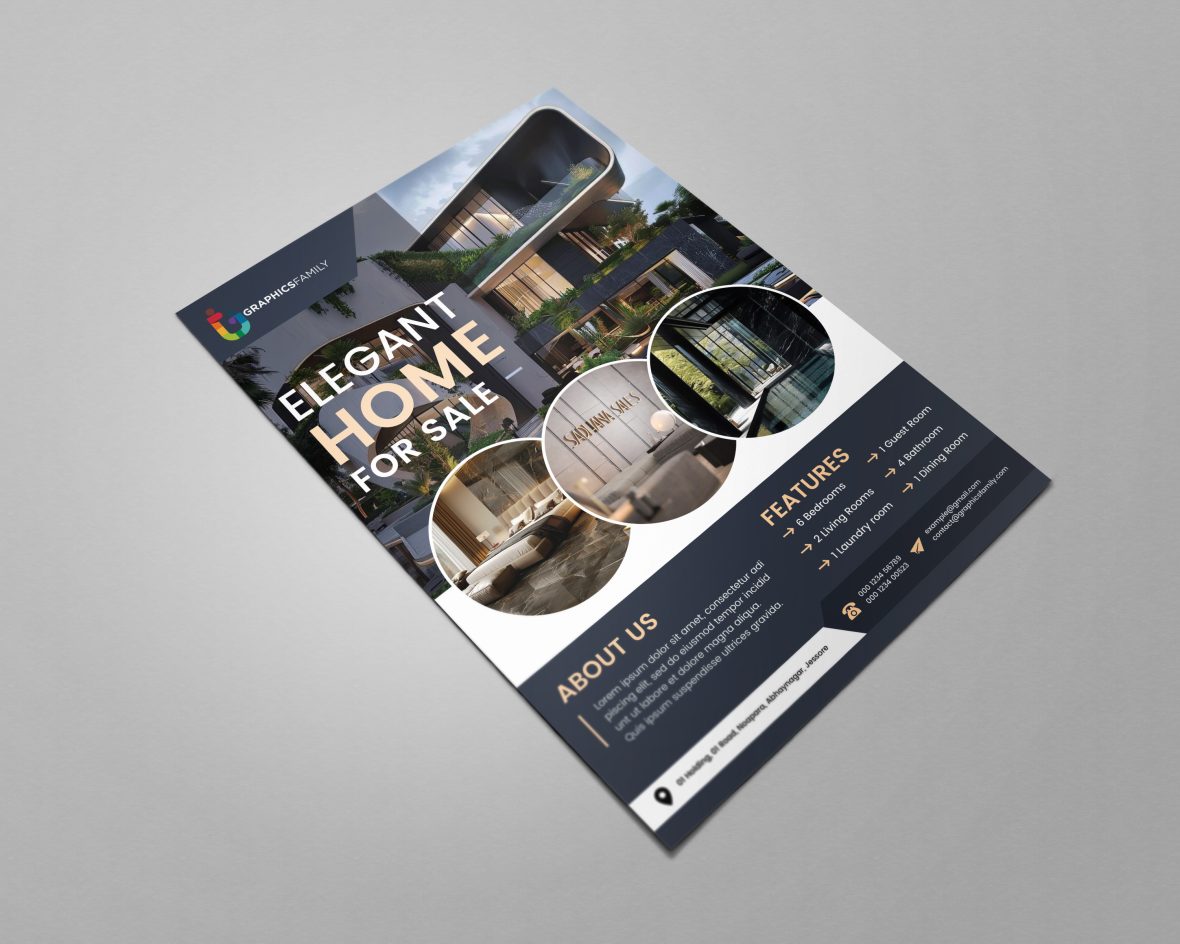 Modern & Elegant Real Estate Flyer Design Template – GraphicsFamily