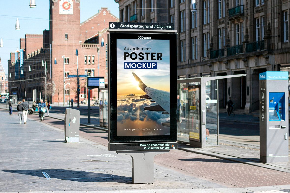 Realistic Street Sign Advertisement Mockup