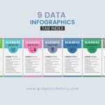 9 data infographics tab index template with thin vector image