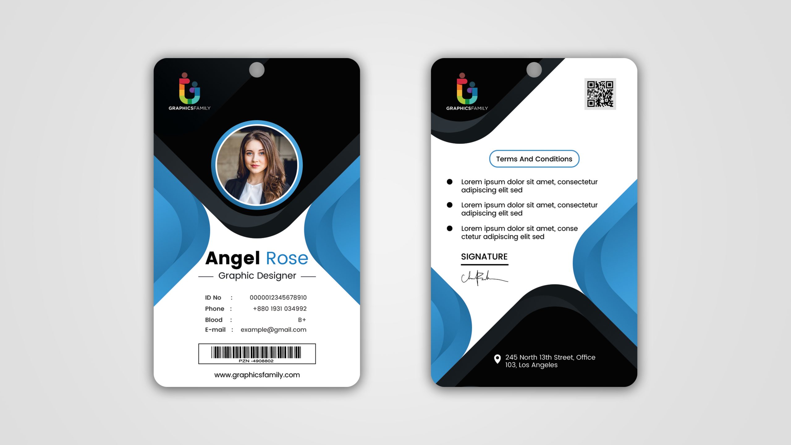 Blue And Black Company Business Id Card Template