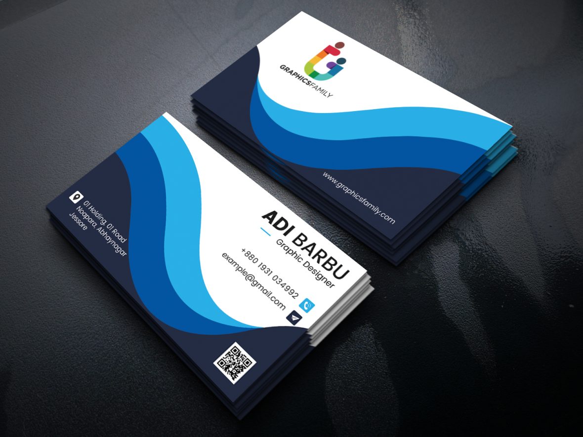 Blue Wavy Business Card