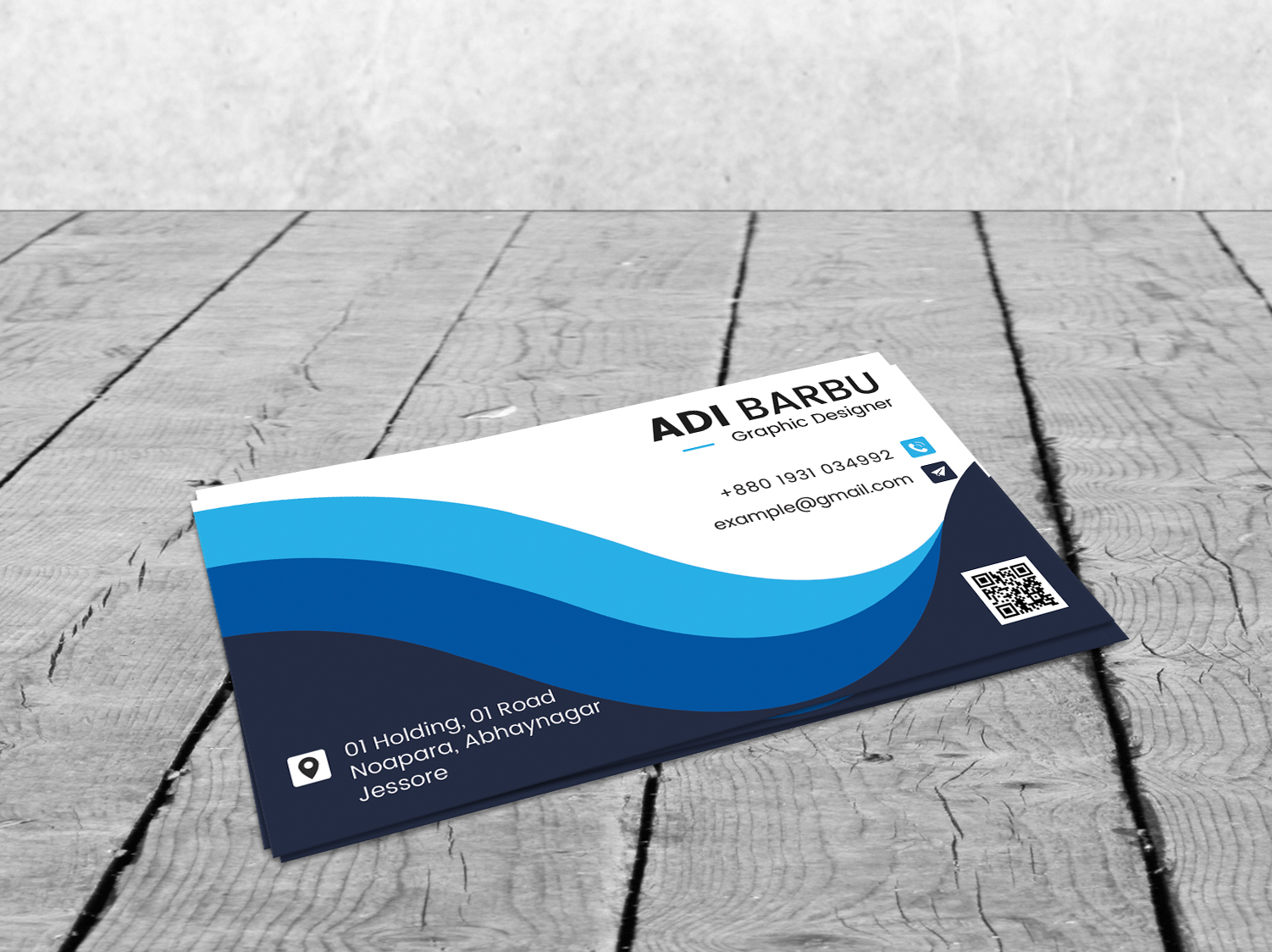 Blue Wavy Business Card