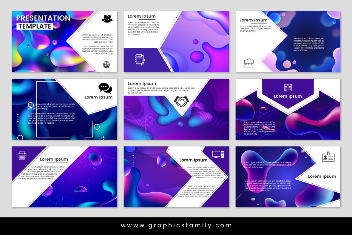 Business presentation template set PowerPoint vector image