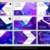 Business presentation template set PowerPoint vector image