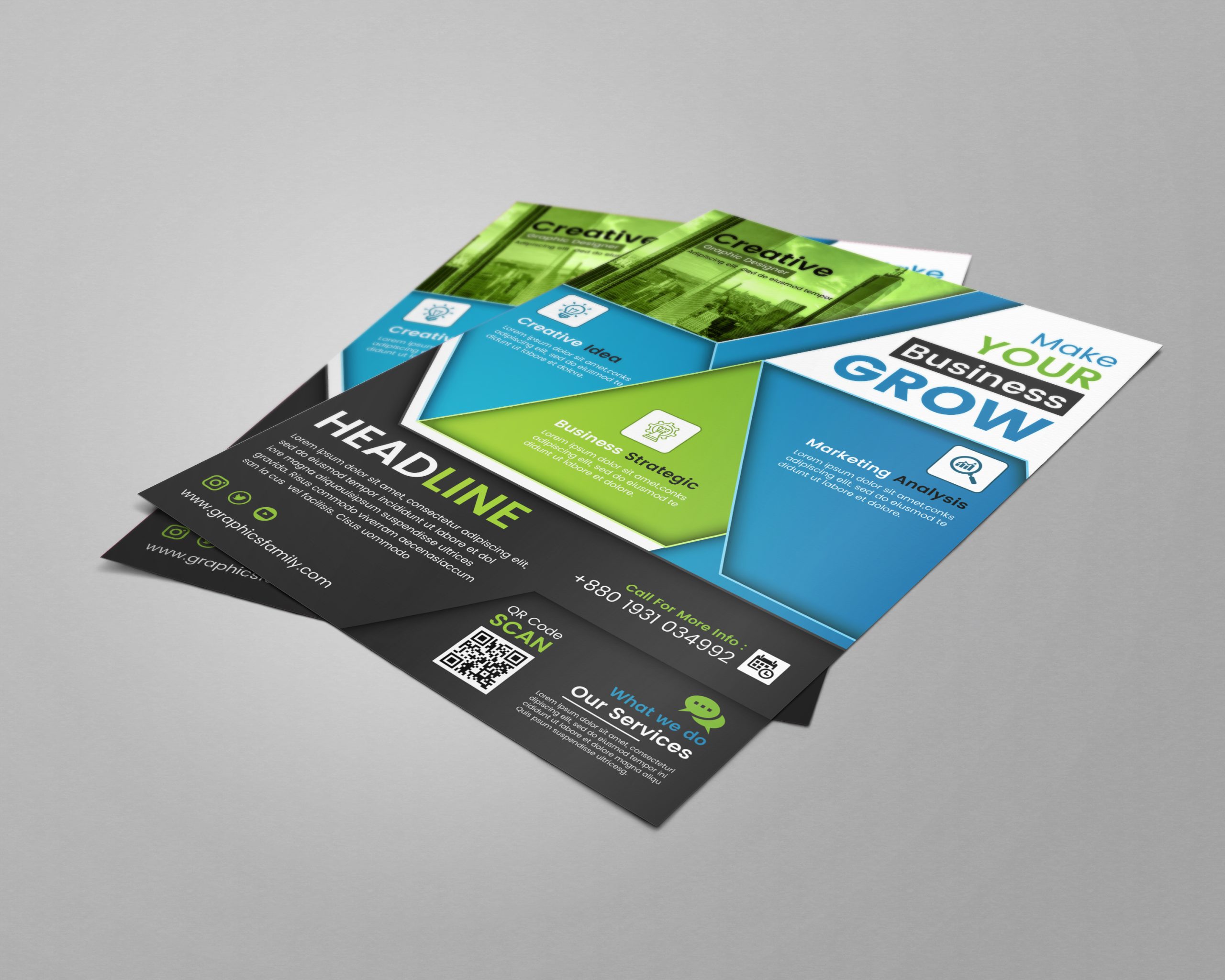 Corporate Blue and Black Business Flyer Template