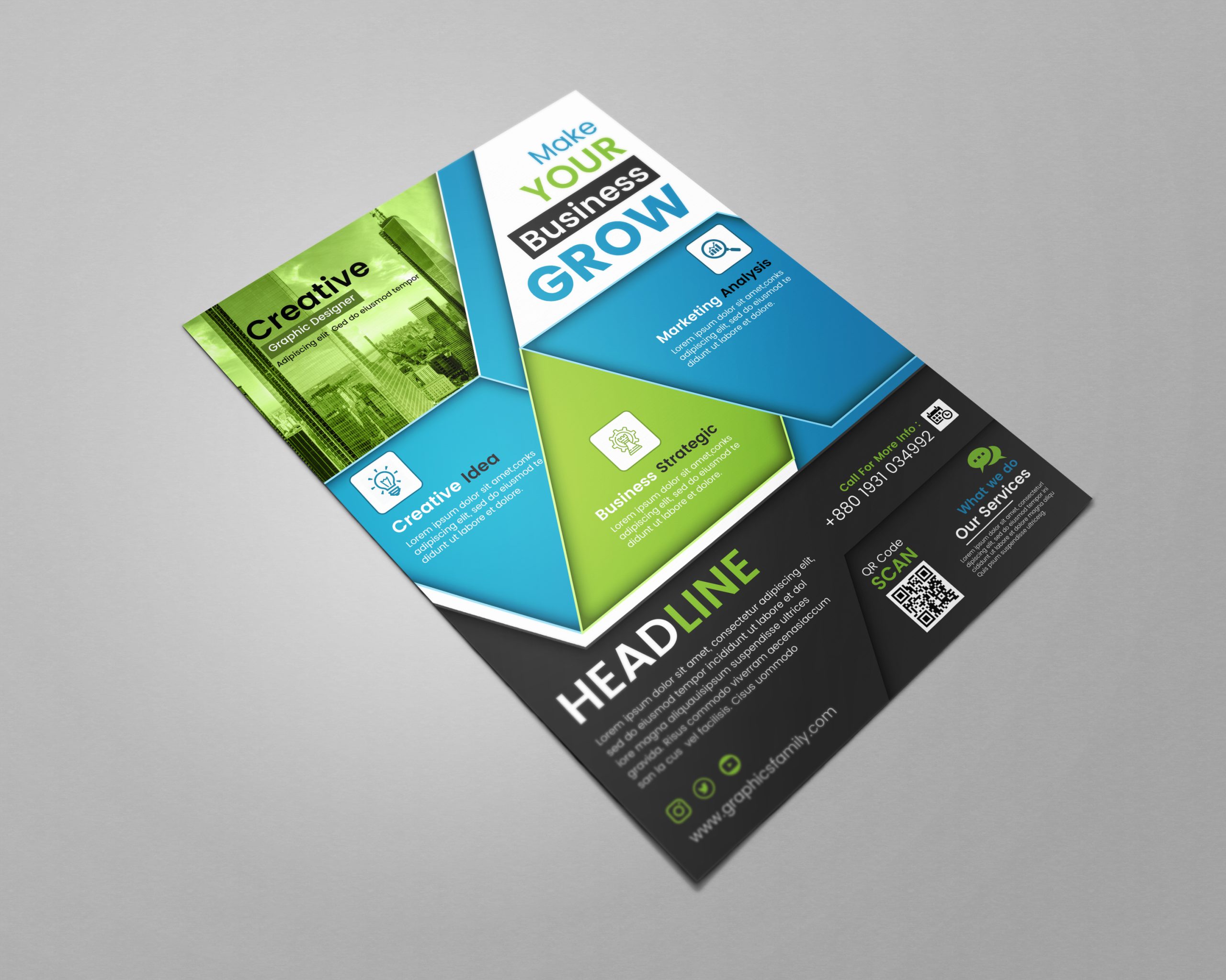 Corporate Blue and Black Business Flyer Template