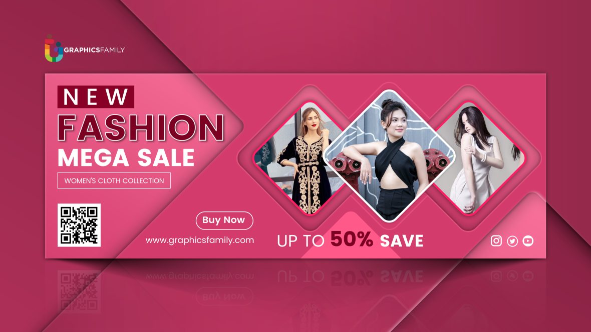 Fashion social media Facebook cover design template