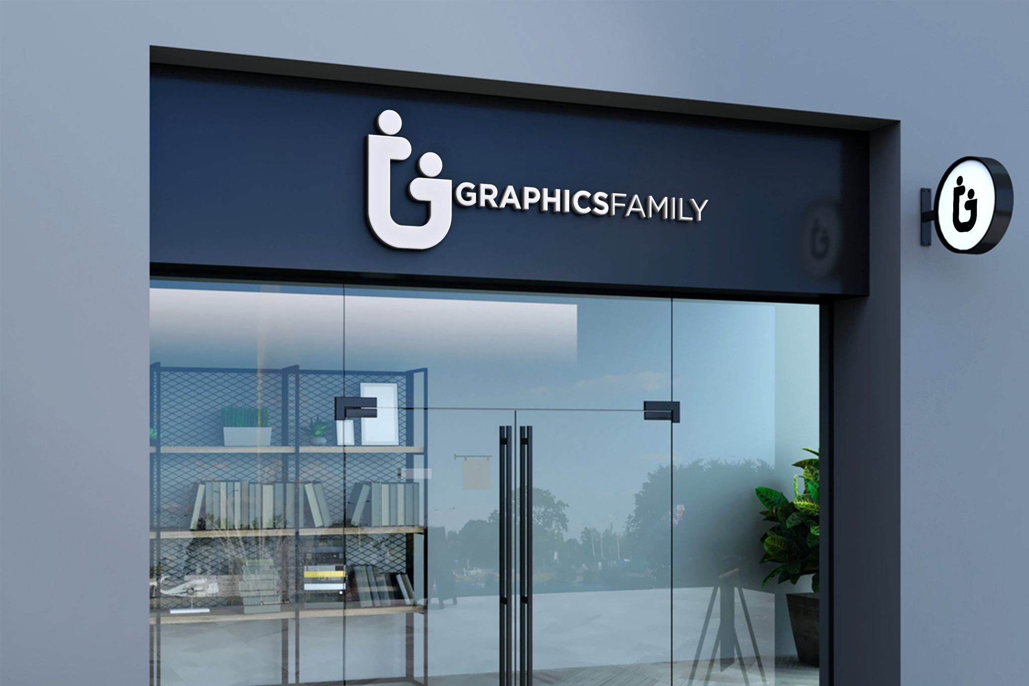 Storefront Sign Graphics Storefront and Outdoor Sign 3D Logo Mockup – GraphicsFamily