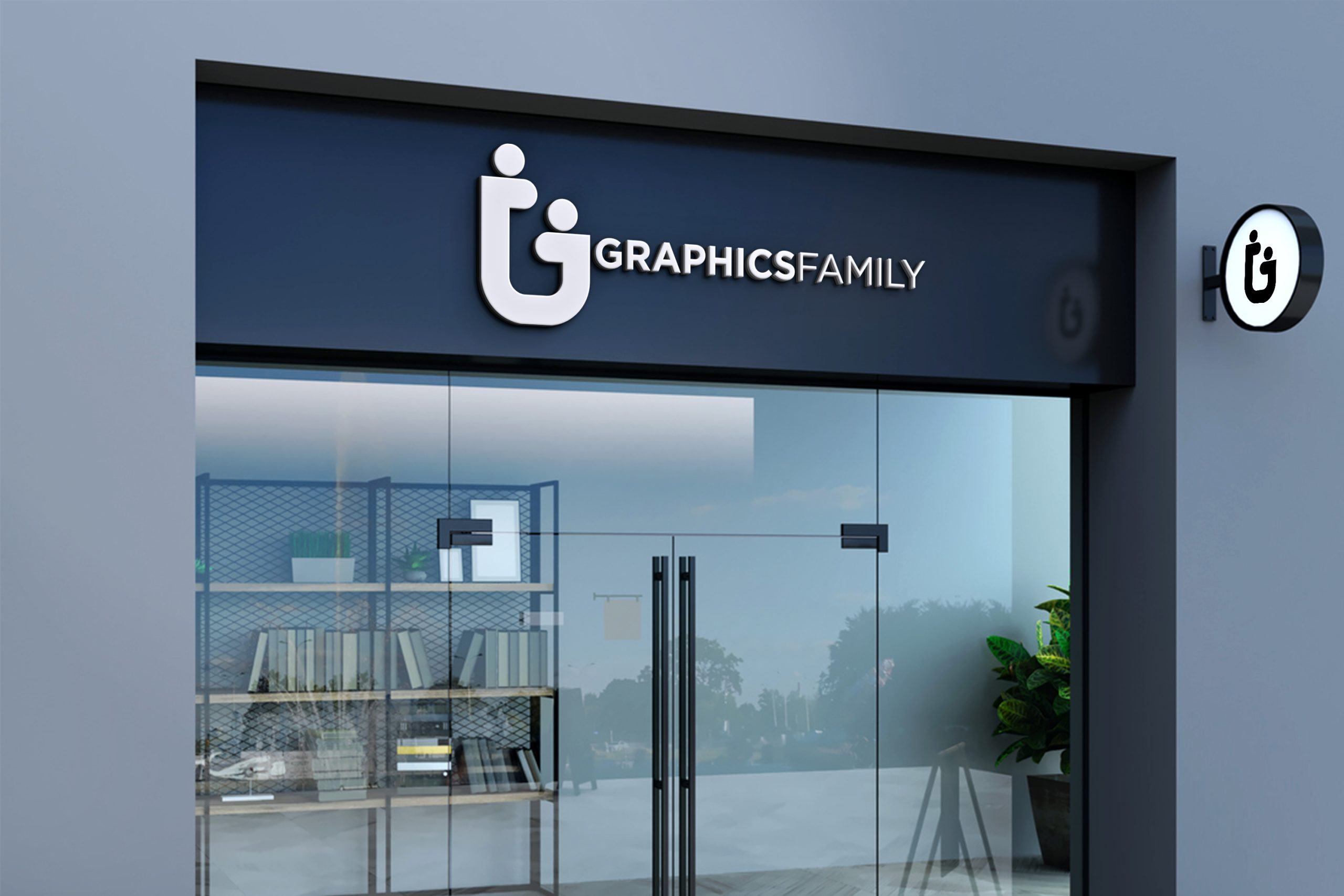 Free Background Image for Storefront and Outdoor Sign 3D Logo Mockup