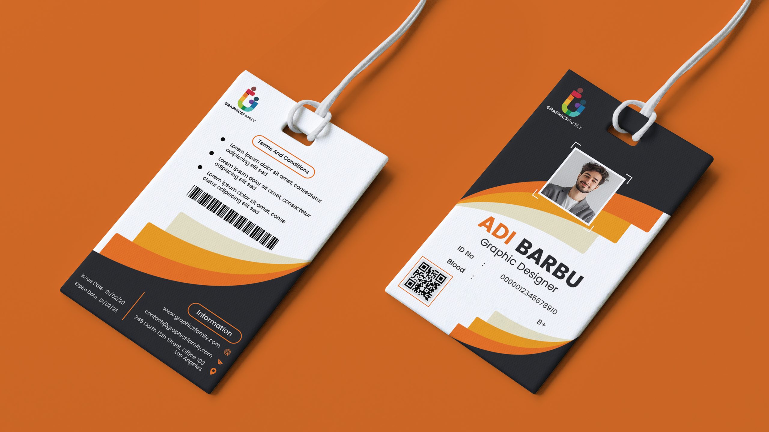 Free Employee Card Identity Information Template Design